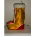 Новогодний носок (атлас) красно-золотого цвета с бантиками и снежинкой